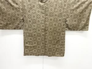 大正ロマン　花七宝模様織り出し本場泥大島紬羽織(割り込み絣)